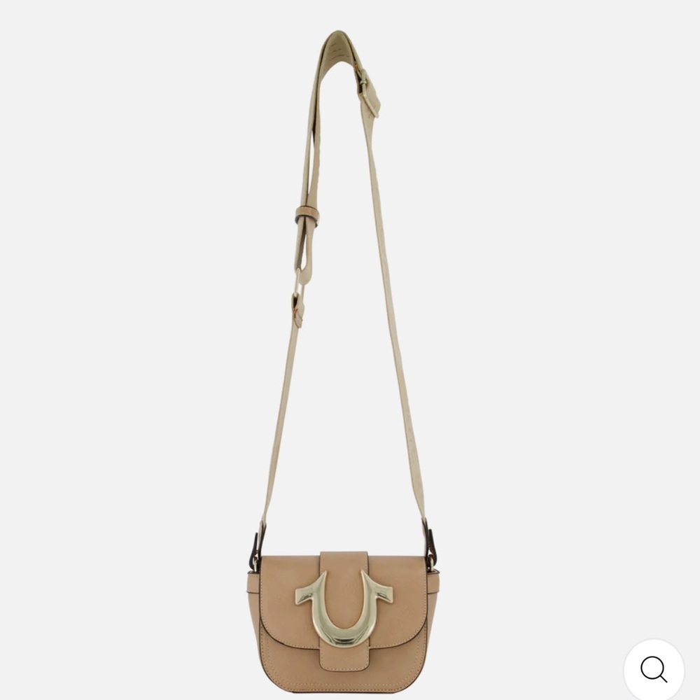 True Religion Mini Flap Crossbody beige color